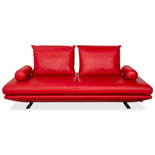 Red Leather Prado Two-Seater Sofa from Ligne Roset with Manual