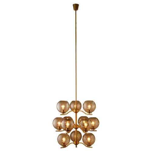 Large Brass Chandeliers attributed to Holger Johansson, Sweden