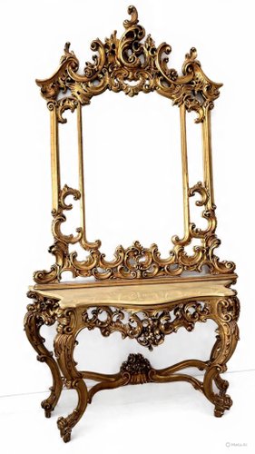 Console baroque rococo en hêtre doré Chambord Console baroque rococo en hêtre doré Chambord