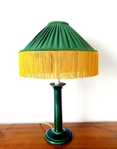 Lampe / Abat-jour Vintage BHS En Tissu Floral Avec Franges - Style Country