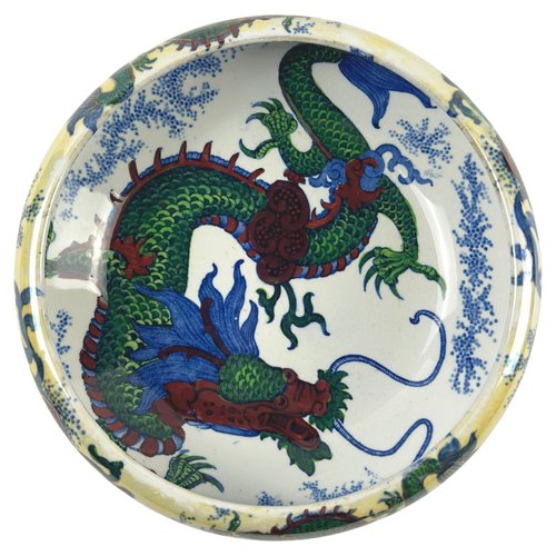 Frederick Rhead Signature Vintage Dragon Bowl in Hand-Painted Ceramic by Frederick Rhead, 1930s ...