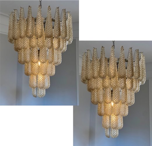 Lustre En Verre De Murano 6 Lumières - Cristal Ambre - Neuf