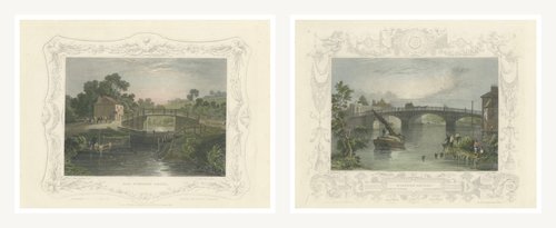 Hand-Colored Engravings of Windsor Views, England, 1840, Set of 2
