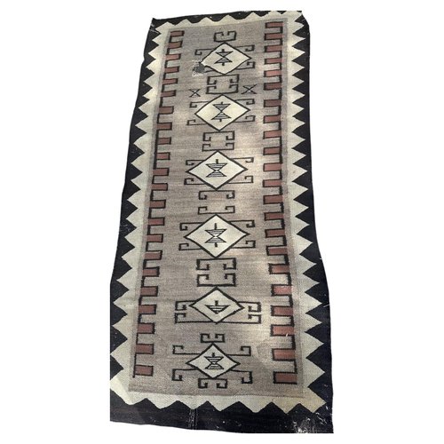 Petit Tapis Ancien Navajo Tissé Main Pendleton Laine 31x35cm