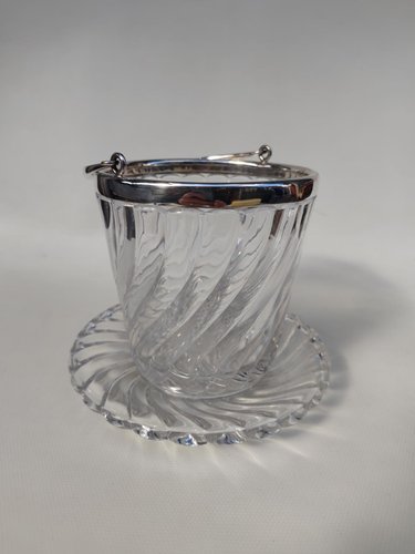 ANCIEN XXÈME PETIT seau à glace en verre décor symétrique EUR 20,00