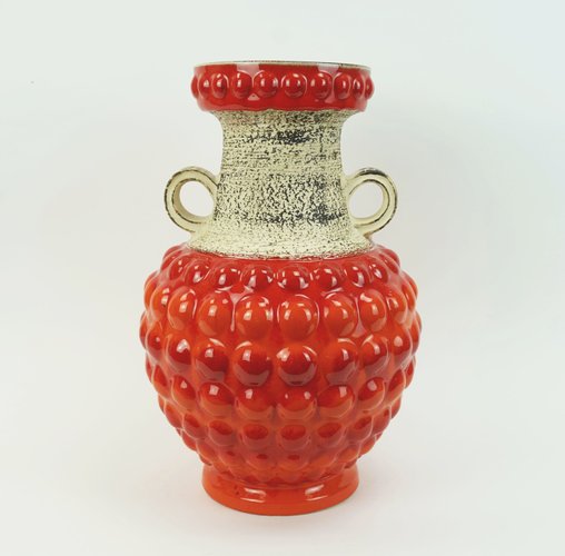 Model 65 45 WGP Vase Bubble Decor Red and Orange by Bay Keramik, 1960s