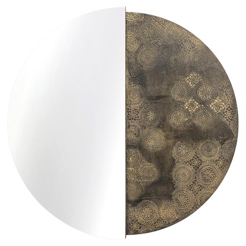 Geometric Gold Eclisse 900 Round Mirror by Disain1971 for sale at