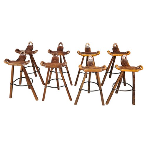 Mid-Century Brutalist Bar Stools, 1960s, Set of 8 for sale at Pamono