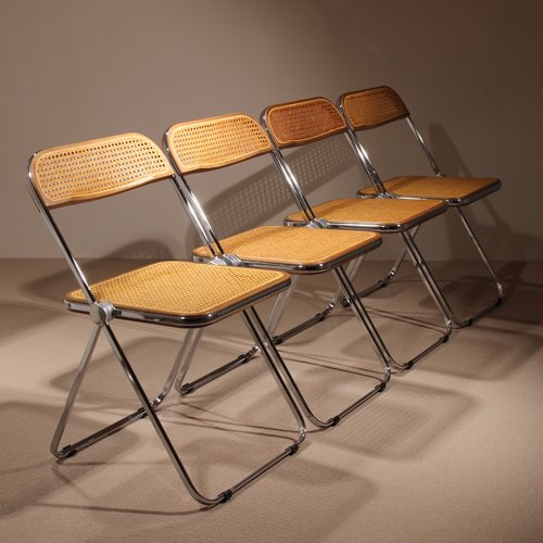 Plia Folding Chairs with Cane by Giancarlo Piretti for Anonima