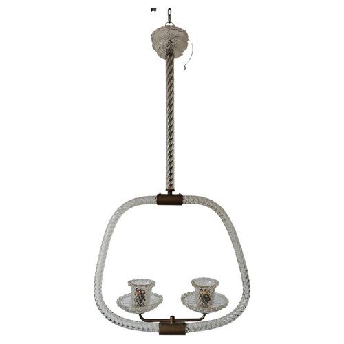 Art Deco Pendant in Textured Murano Glass from Barovier and Toso