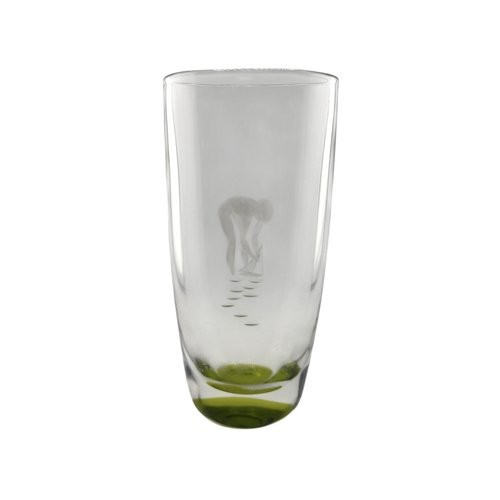 Swedish Engraved Glass Vase by Vicke Lindstrand for Kosta, 1960s