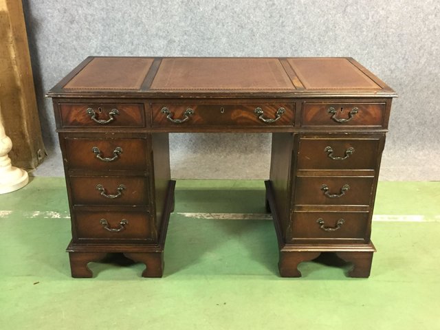 Mid Century Mahogany Leather Top Desk For Sale At Pamono