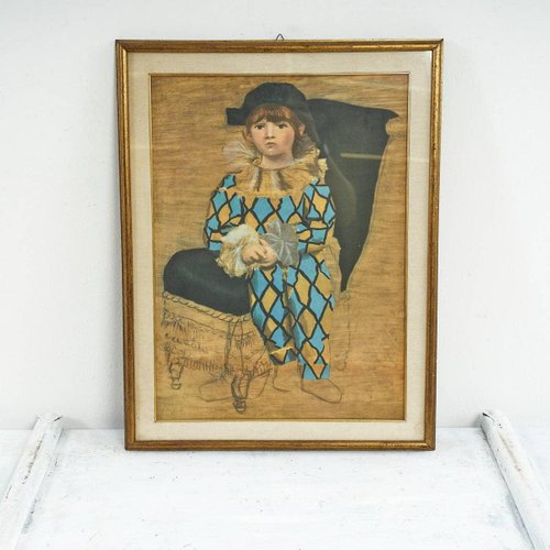 Picasso, Paulo Dressed as Harlequin, 2000s, Canvas for sale at Pamono