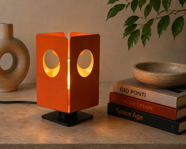 Italian Space Age Orange Aluminum Table Lamp, 1970s in vendita su