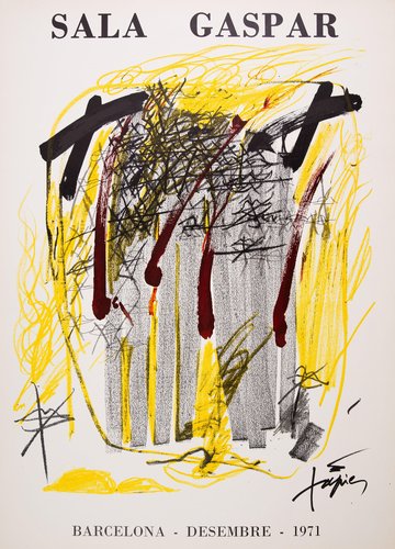 Antoni Tapies, Composition Abstraite en jaune, Lithograph for sale