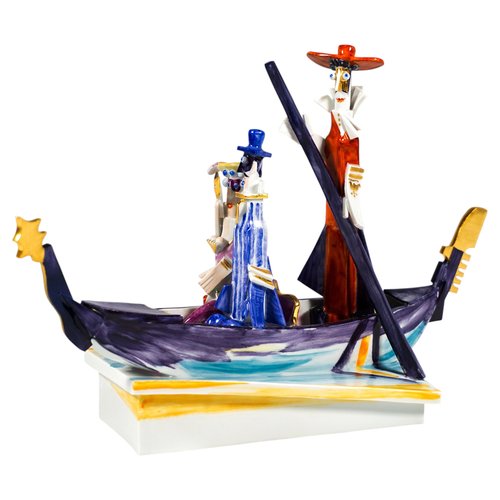 Venetian Journey with Gondola Figurine Group by Peter Strang for