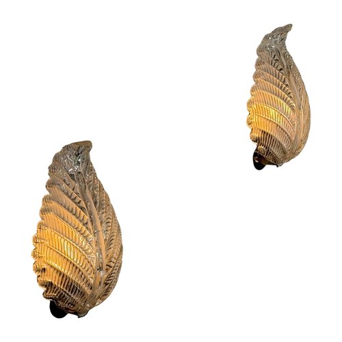 Foglia Murano Glass Wall Lights by Ercole Barovier for Barovier