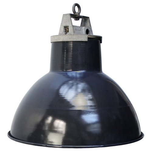 Vintage Industrial Blue Enamel Pendant Light by Mazda for sale at