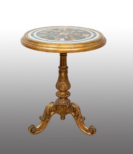 Antique 19th Century Louis Philippe Side Table in Gilded Wood with