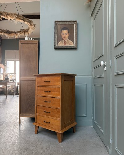 Small Vintage Chest of Drawers in Oak, 1960s for sale at Pamono