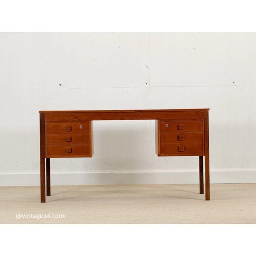 事務机・学習机 Denmark vintage DESK teak 60s Mid-Century Modern Danish Teak Desk from Dominos Møbler, Denmark