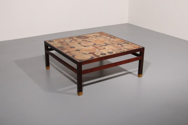 Tue Poulsen Square Tile Top Coffee Table of Wengé by Erik Wørts