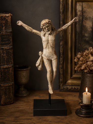 18th Century French Polychrome Wood Corpus Christi Figure for sale