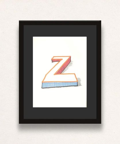 David Hockney, Z from Hockneys Alphabet, Lithograph, Framed for