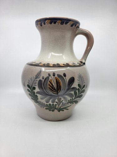 Vintage Hand-Decorated Ceramic Pitcher by Jean De Lespinasse