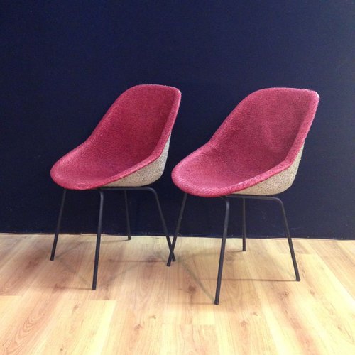 Set of Pink Chairs by Genevieve Dangles-Christian Defrance for