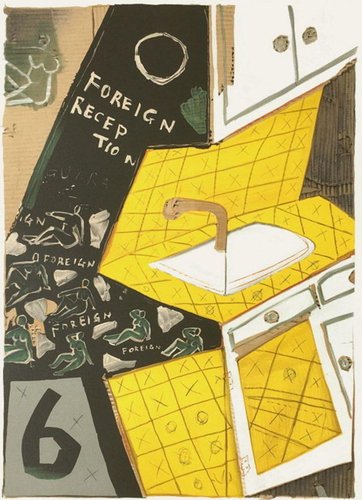 日比野克彦「FOREIGN RECEPTION 」1986 Katsuhiko Hibino, Foreign Reception (AVL), 1986, Lithograph for
