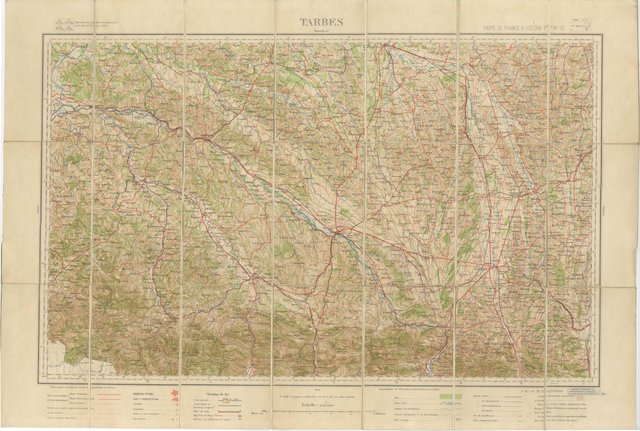 Antique Tarbes & French Pyrenees Folding Map by Edward Stanford