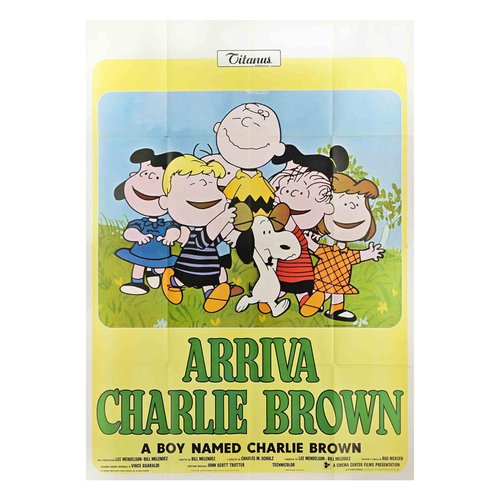 Vintage Italian Arriva Charlie Brown Poster, 1960s, Paper, Folded