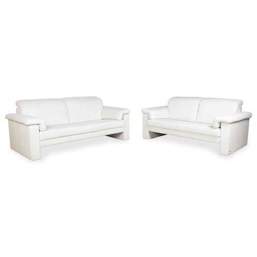 4000 Two-Seater Leather Sofa in Cream White from Rolf Benz, Set of