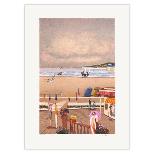 Ramon Dilley, Deauville, Bord de Mer, Lithograph for sale at Pamono