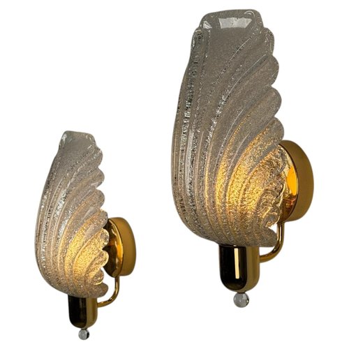 MURANO GLASS toso selezione ウォールランプ 壁面照明 Large Vintage Wing Wall Sconces from Barovier & Toso, Italy, 1980s