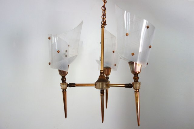Vintage 3-Light Chandelier, 1950s for sale at Pamono
