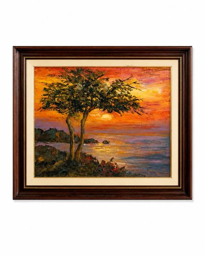 Jusa, Landscape, Sunset, 1996, Acrylic on Canvas for sale at Pamono
