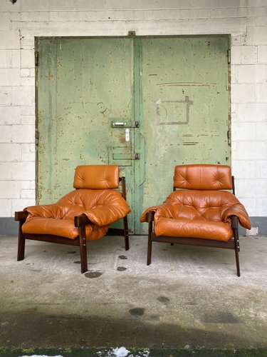 送料込★良品★PURVIANCE 5☆K4 トランペット Los Angeles Lounge Chairs Modell MP-41 in Cognac Leder by Percival Lafer