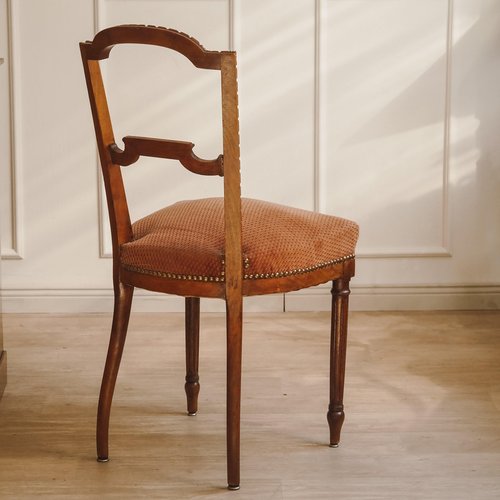 Antique Louis XVI Salon Chair with Velvet Upholstery, 1880 for