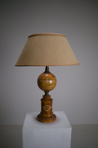 仏60s ヴィンテージランプ made in France French Neoclassical Trompe-'Œil Painted Ceramic Table Lamp, 1960s