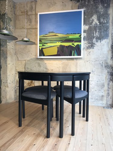 Vintage Black Circular Table 4 Chairs By Abj Denmark For At Vintage Black Circular Table 4 Chairs By Abj Denmark For At Pamono