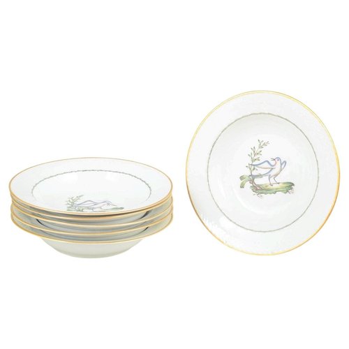 Große tiefe Teller mit Vogel-Motiven von Royal Copenhagen, 20. Jh., 6er Set bei Pamono kaufen