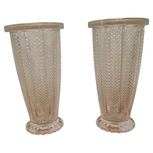 Große Französische Art Deco Glasvasen, 1960, 2er Set bei Pamono kaufen