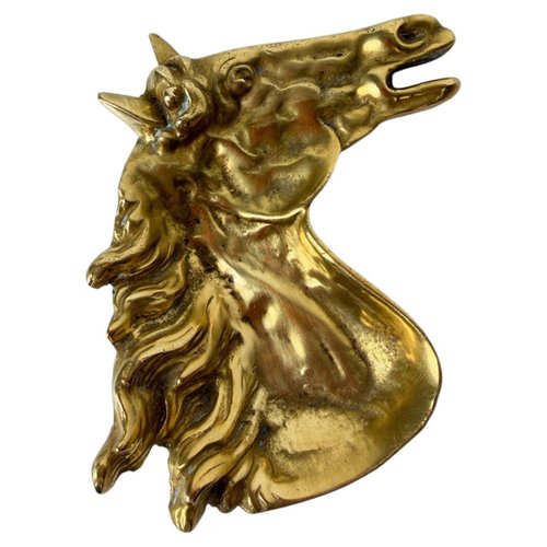 Mid-Century Modern Sculptural Brass Horse Head Ashtray, 1970s for