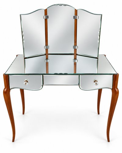 Vintage Art Deco Venetian Glass Dressing Table with Chic Mirror