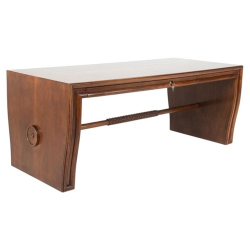 Large Mid-Century Modern Wood Desk attributed to Osvaldo Borsani