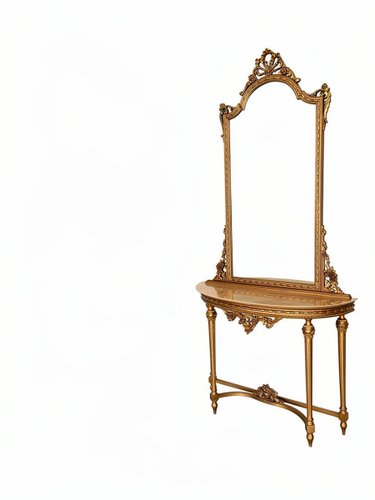 Antique French Console Table with Marble Top and Mirror, 1890s
