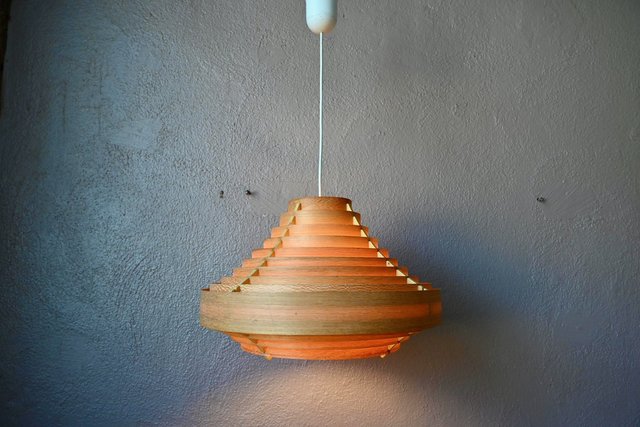 Vintage Scandinavian Pendant Light with Pine Slats by Hans-Agne