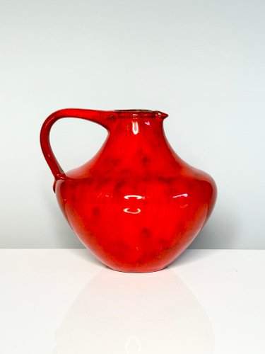 Supreme Ceramic Vase レッド Handcrafted Red Studio Ceramic Jug Vase by Elly & Wilhelm Kuch